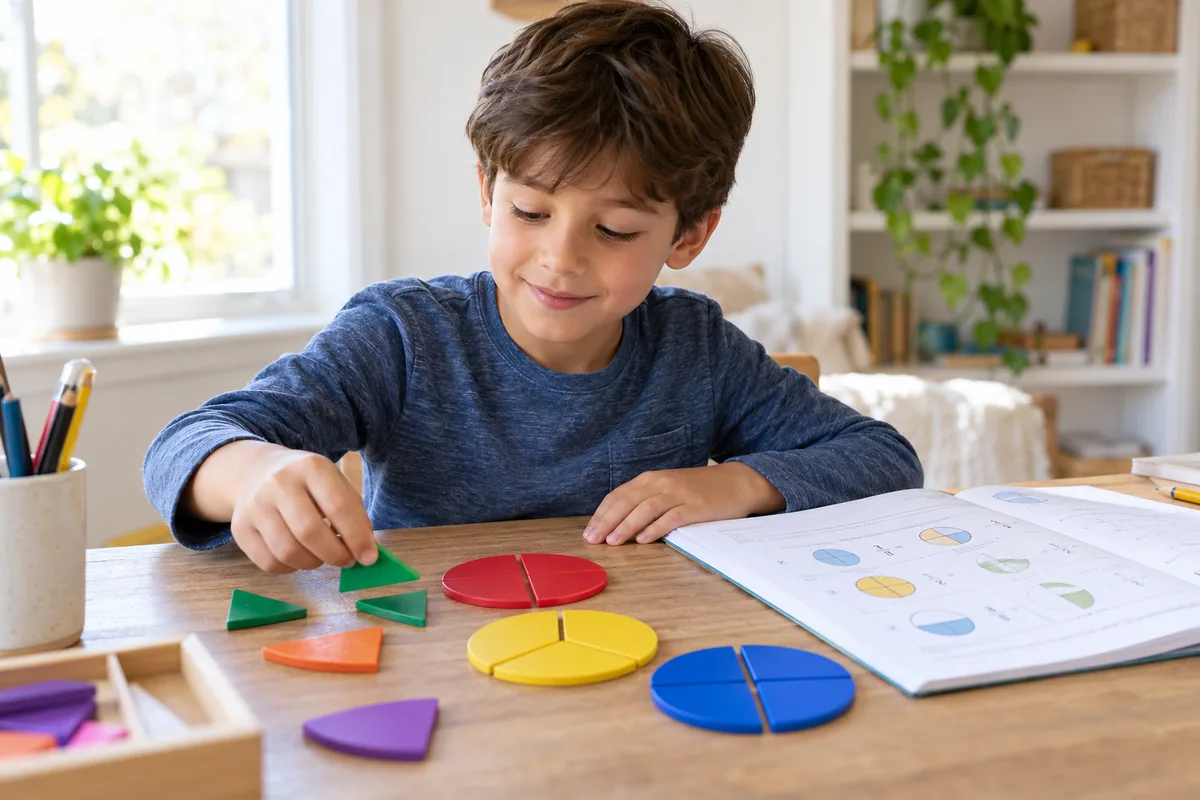 A primary learner exploring fractions